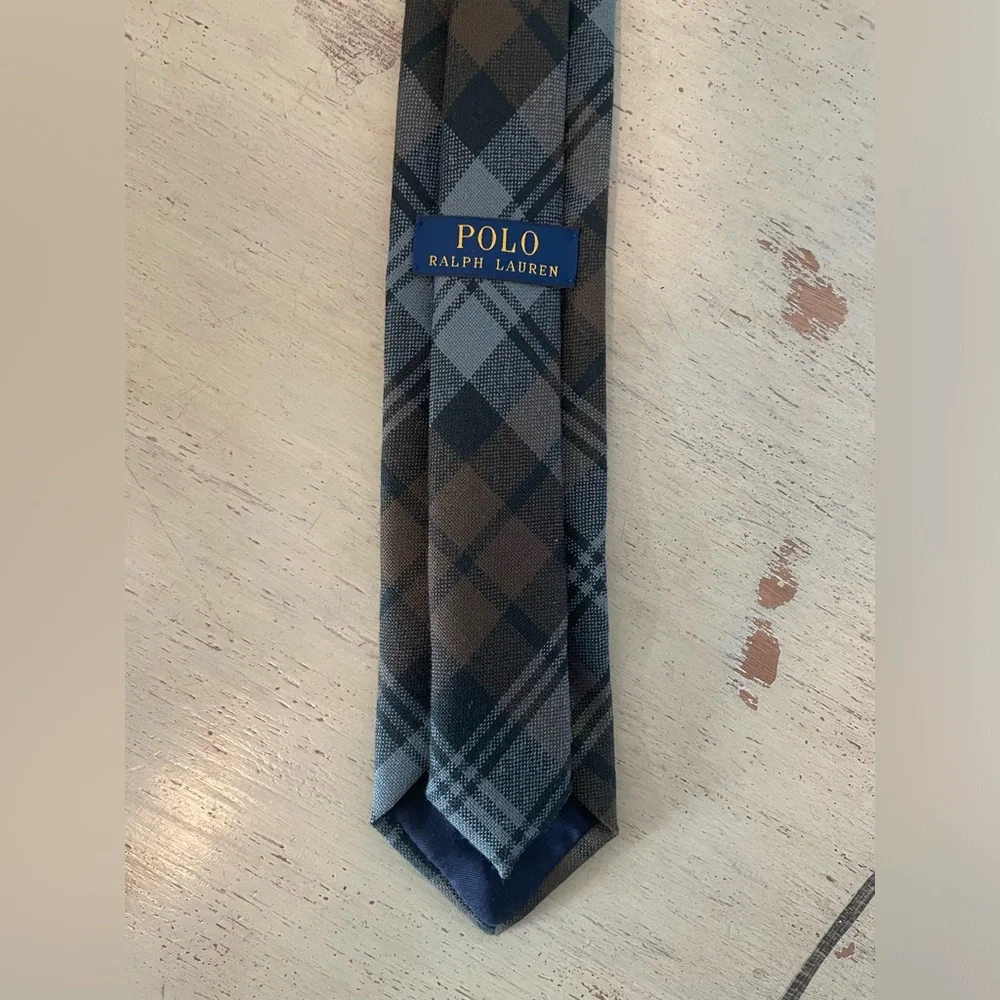 Polo Ralph‎ Lauren Hand Made in Italy Wool Check Tie in Brown (Multi) $125